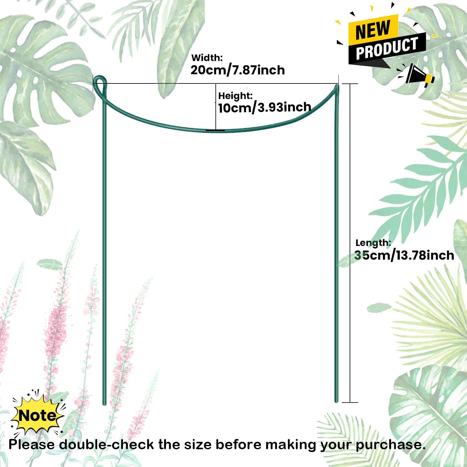 8 Pack Snake Plant Support Stakes - Rust-Proof Half Round Peony Stakes and Supports - Ideal for Hydrangeas, Dahlias, ZZ, and More - Indoor and Outdoor Potted Plant Support and Stakes - Image 6