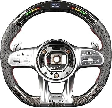 LED Customized Steering Wheel Compatible With Benz Mercedes AMG A C E GLS GLA C63 E63 W205 W204 W213 2018-2023 Carbon FiberBlack