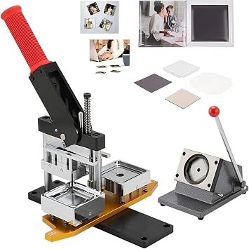 Photo Magnet Machine, DIY 2 * 2 in Fridge Magnet Maker with 100/1000 Sets of Consumables, Paper Cutter, Magnet Machine Maker for Making Refrigerator Magnets,Machine+100pcsAcrylic