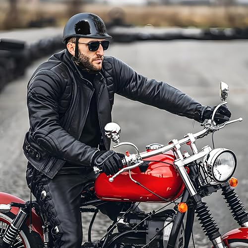 Miniatura 3 de Medio casco para motocicleta, aprobado por DOT, vintage, cara abierta, unisex, para adultos, para motocicleta, scooter, ciclomotor, Street Cruiser