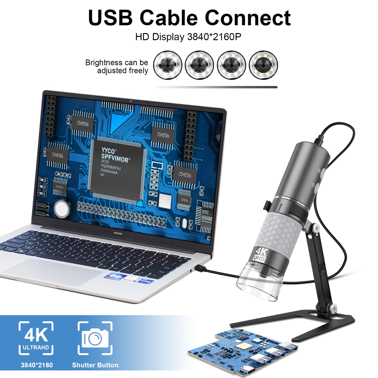 Amazon.com : Cainda 4K 3840x2160p WiFi Digital Microscope for