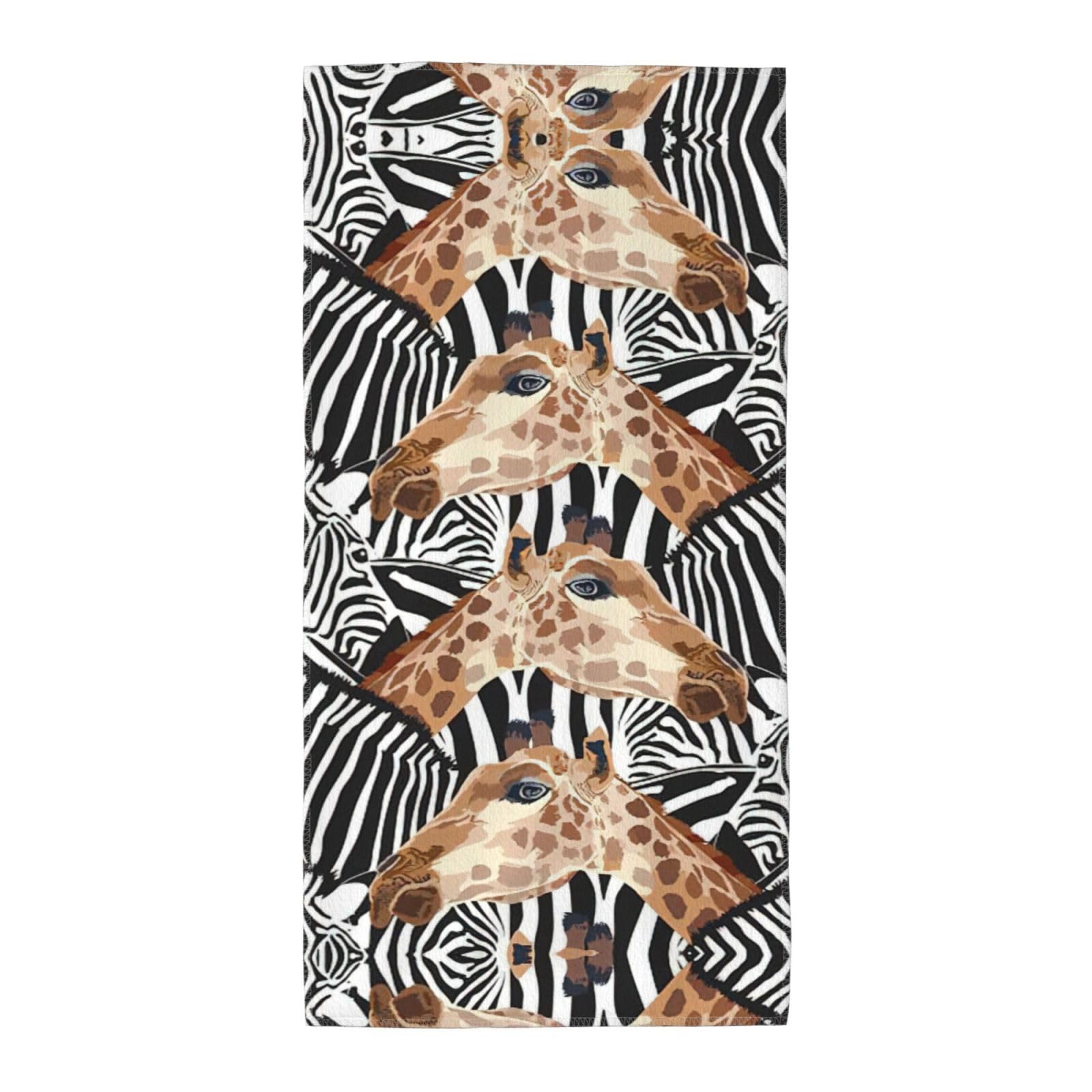 SDEGTHO Zebra And Giraffe Soft Absorbent Long Towel For Gym Sports Picnic Leisure Use