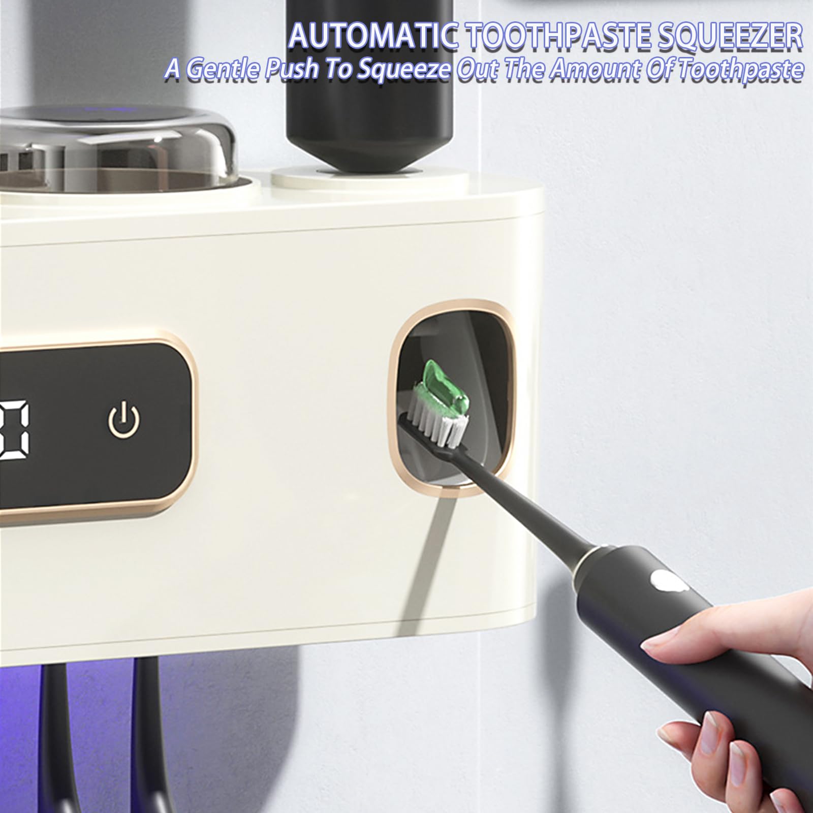 Wekity - Soporte para cepillos de dientes para baños, dispensador automático de pasta de dientes que ahorra espacio, soporte para cepillo de dientes y pasta de dientes, soporte para cepillo de dientes
