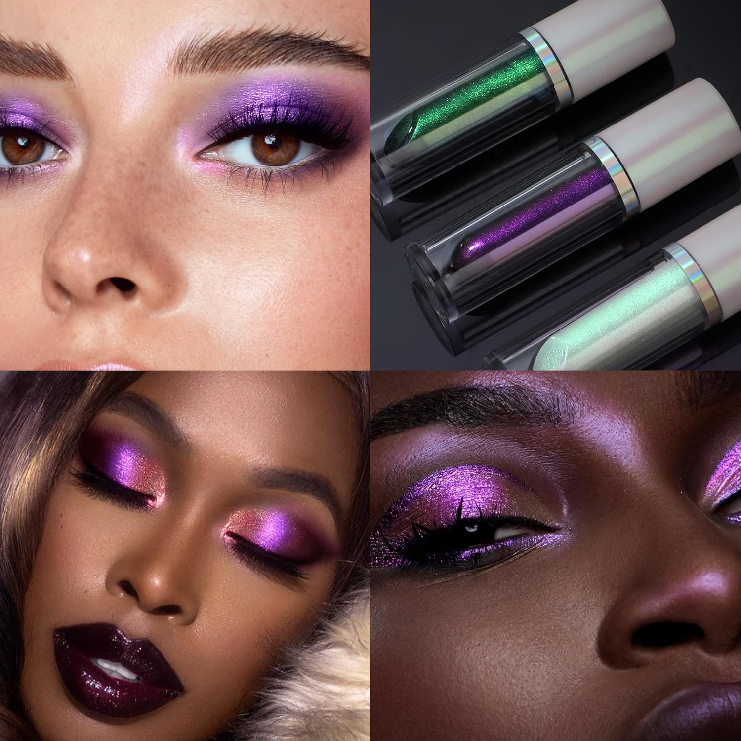 Noerrors Liquid Chameleon Eyeshadow,Metallic Purple Multichrome Eyeshadows,Multi-Reflective Eye Look,High-Impact Finish,Long-lasting Holographic Glitter Highlighter,Plum Eye Topper for Party Makeup - Image 6