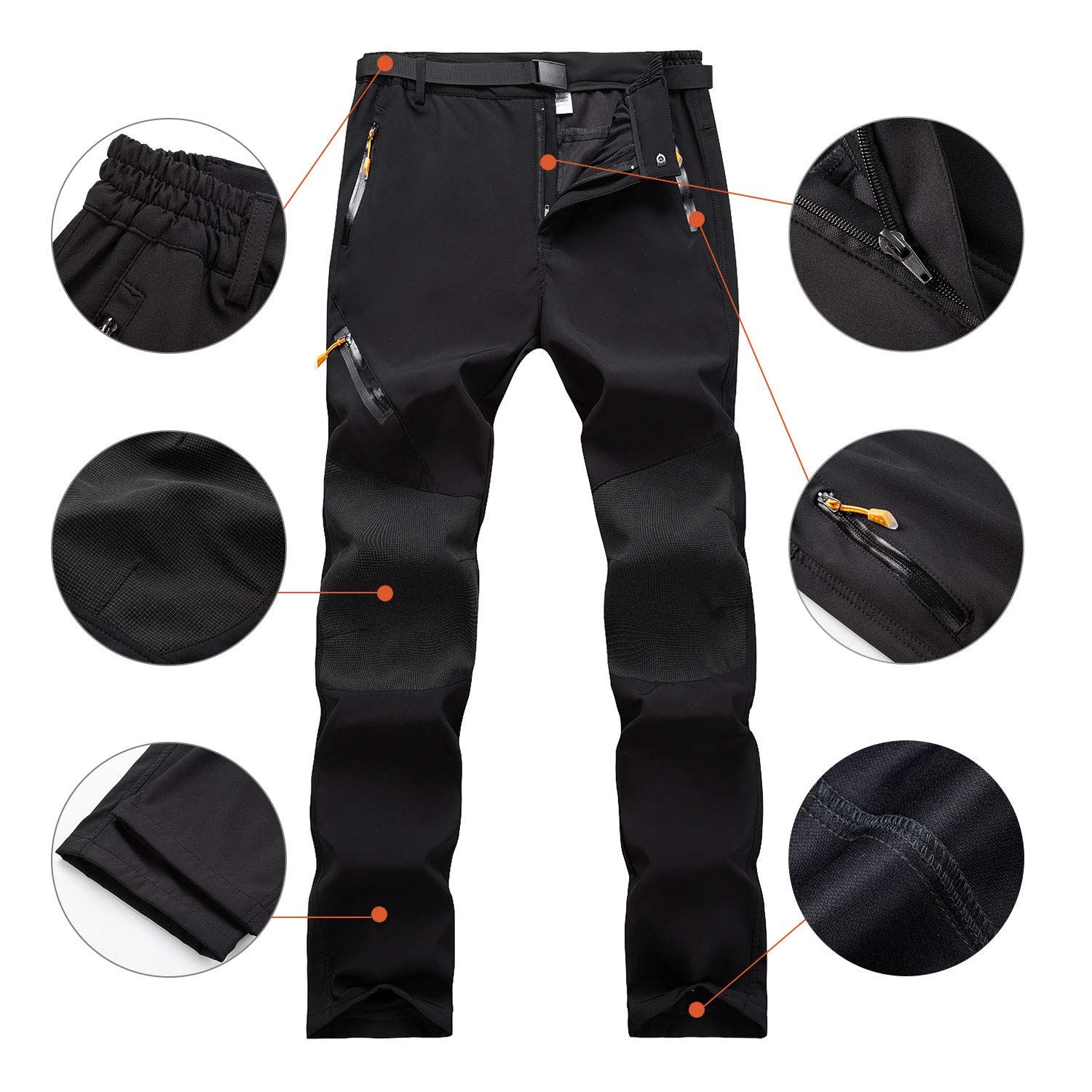 de Los Hombres Exterior Pantalones Ligeros Secado Rápido Senderismo Caza Pantalones de Pesca con Cinturón