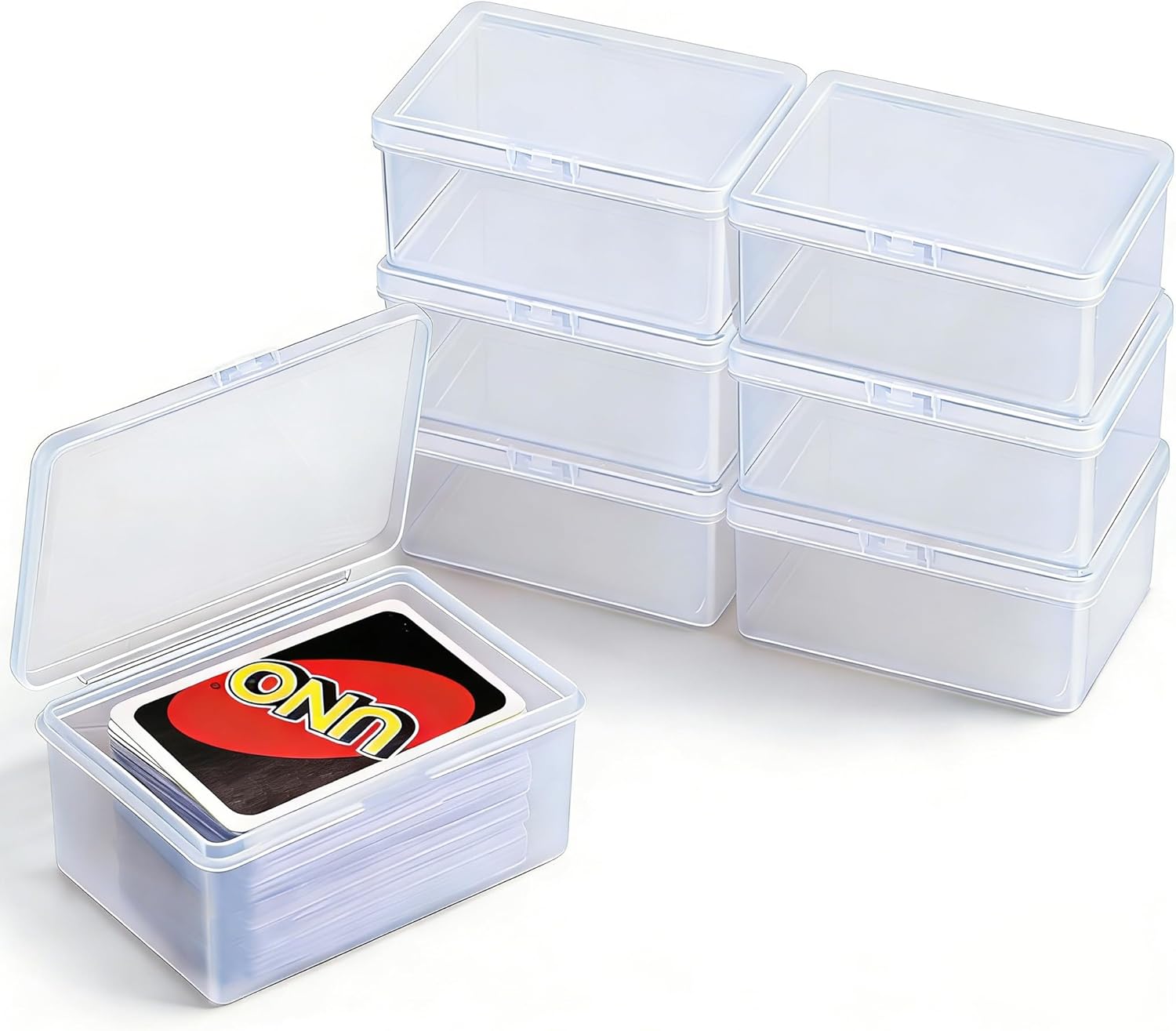 2PCS UNO Card Case Game Card Storage Box, Clear Plastic UNO Card Holder, High Capacity Card Holders for Playing Cards (NO Cards)
