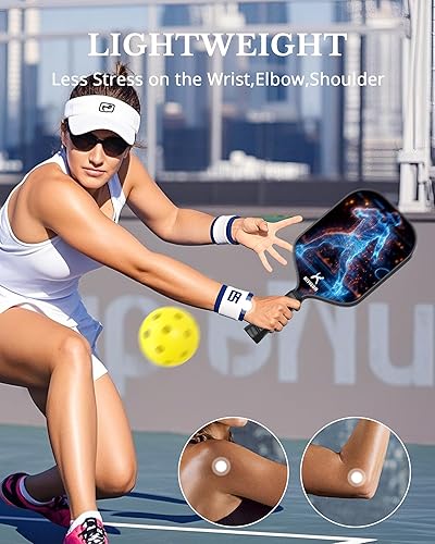 Miniatura 7 de Pickleball Paddles Set of 2, Carbon Fiber Surface, Polypropylene Honeycomb Core, Lightweight Pickleball Rackets Pickle Ball Paddle Set 2 Pack