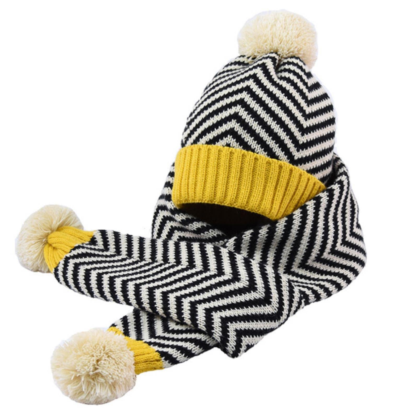 SHUIZONGWinter Hats For Kids Knitted Hat Scarf Set Autumn Winter Keep Warm Thicken Cap For Girls Boys Cute Cartoon Penguin Caps Beanies Scarf Stuff-New 1(48-52Cm)
