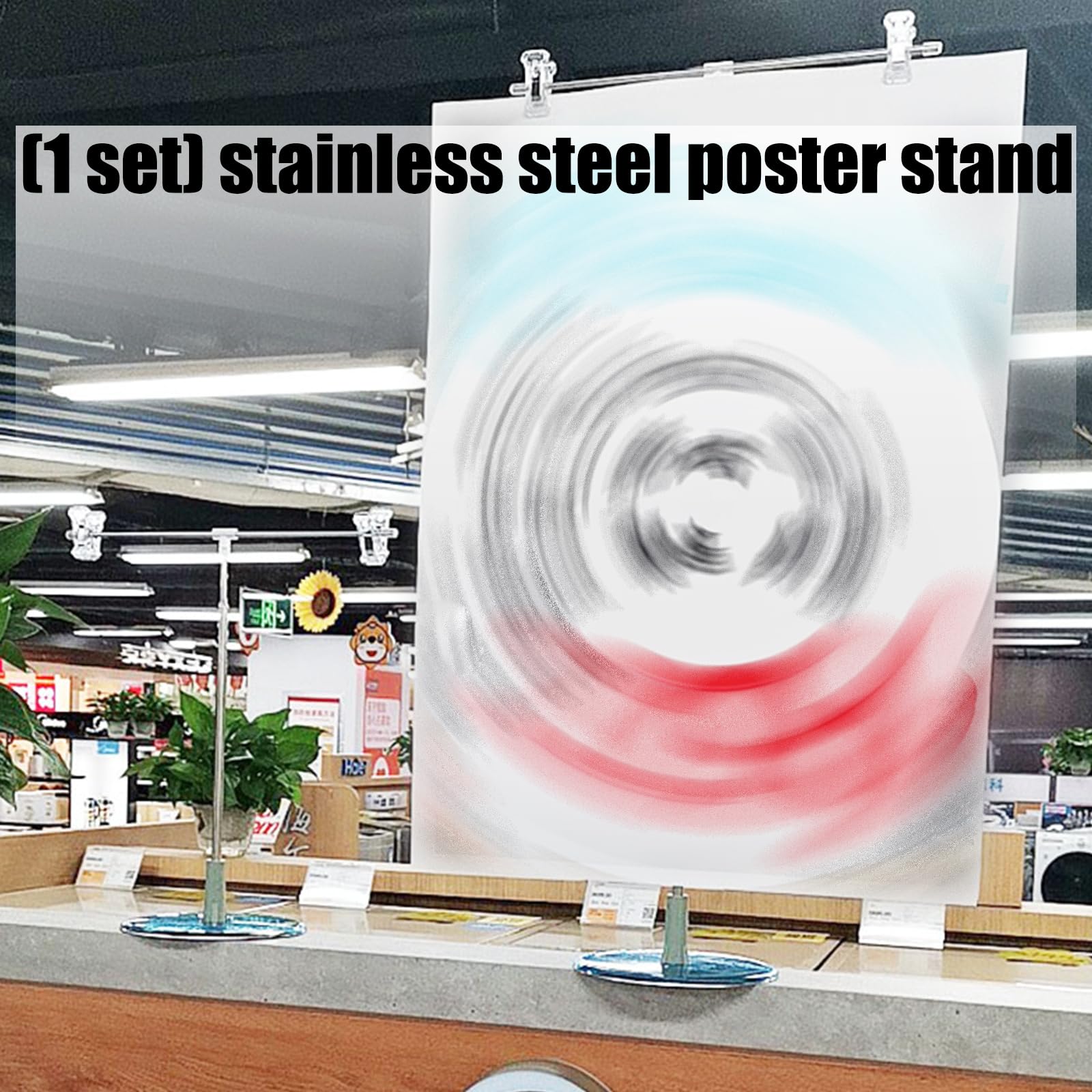 Soporte retráctil de metal para carteles con clip, soporte de exhibición publicitario para carteles, pancartas y promociones, perfecto para minoristas y ferias comerciales