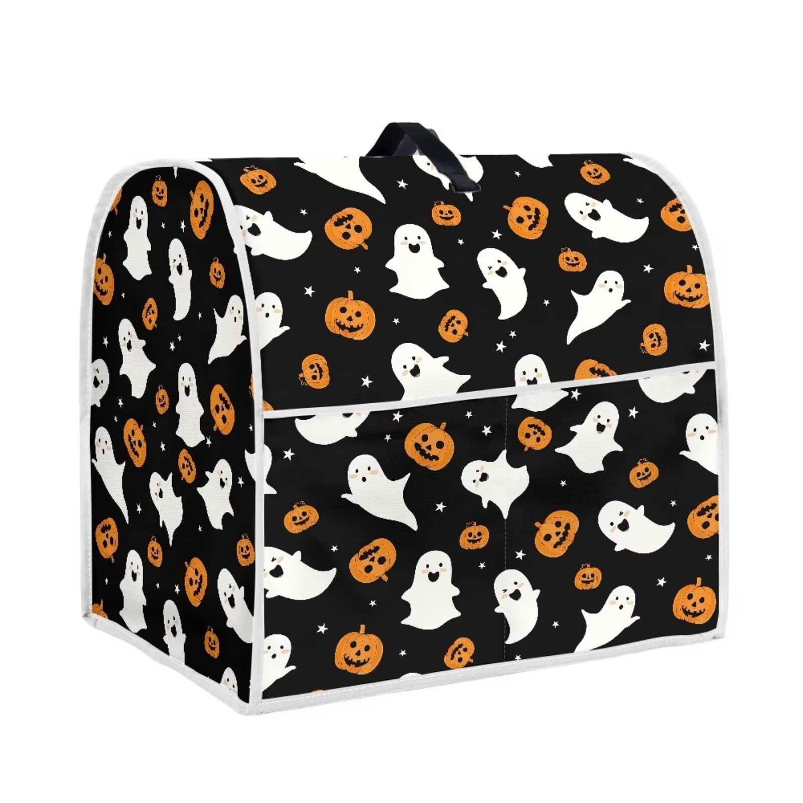 chaqlin Halloween Mixer Covers Funny Ghost Pumpkin Kitchen Appliance Covers Halloween Decorations,Polyester Dustproof Cover with Pockets for Stand Mixer,Compatible with 4.5-5 Quart Stand Mixer