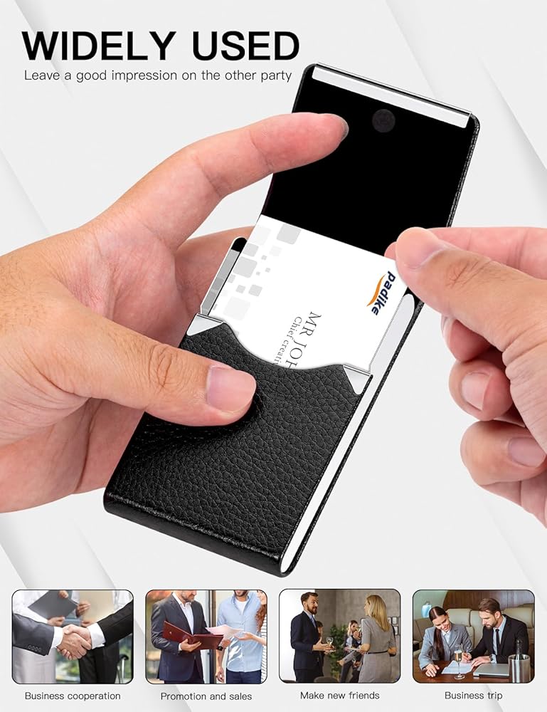 Padike Professional Business Card Case PU Leather Slim Metal