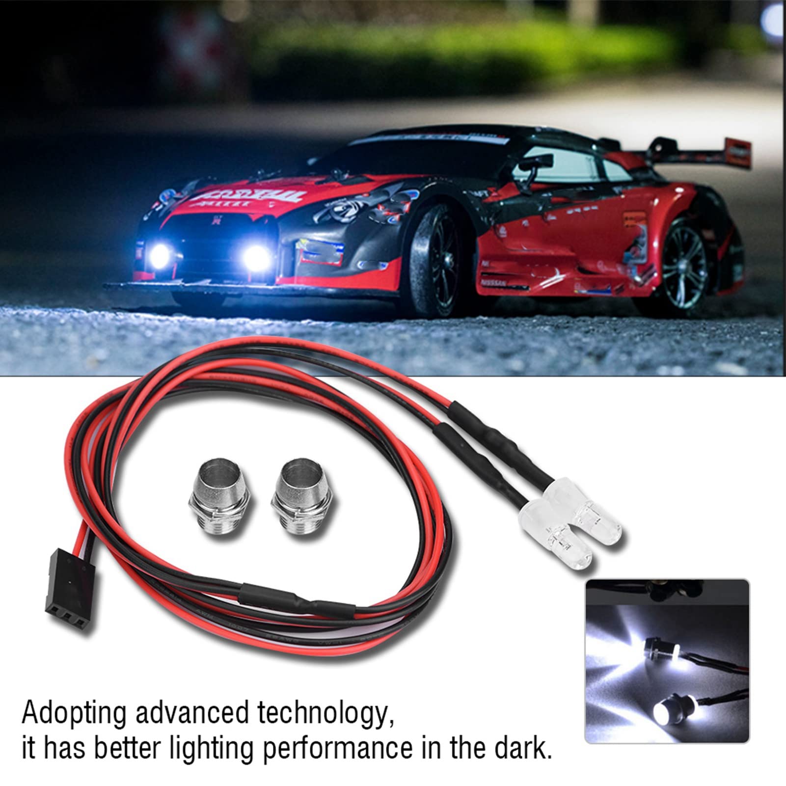 Zestawy RC LED Light, 2szt 5mm Reflektory Akcesoria RC Światła LED dla 1/10 Model Drift Car Vehicle (9# White Light)