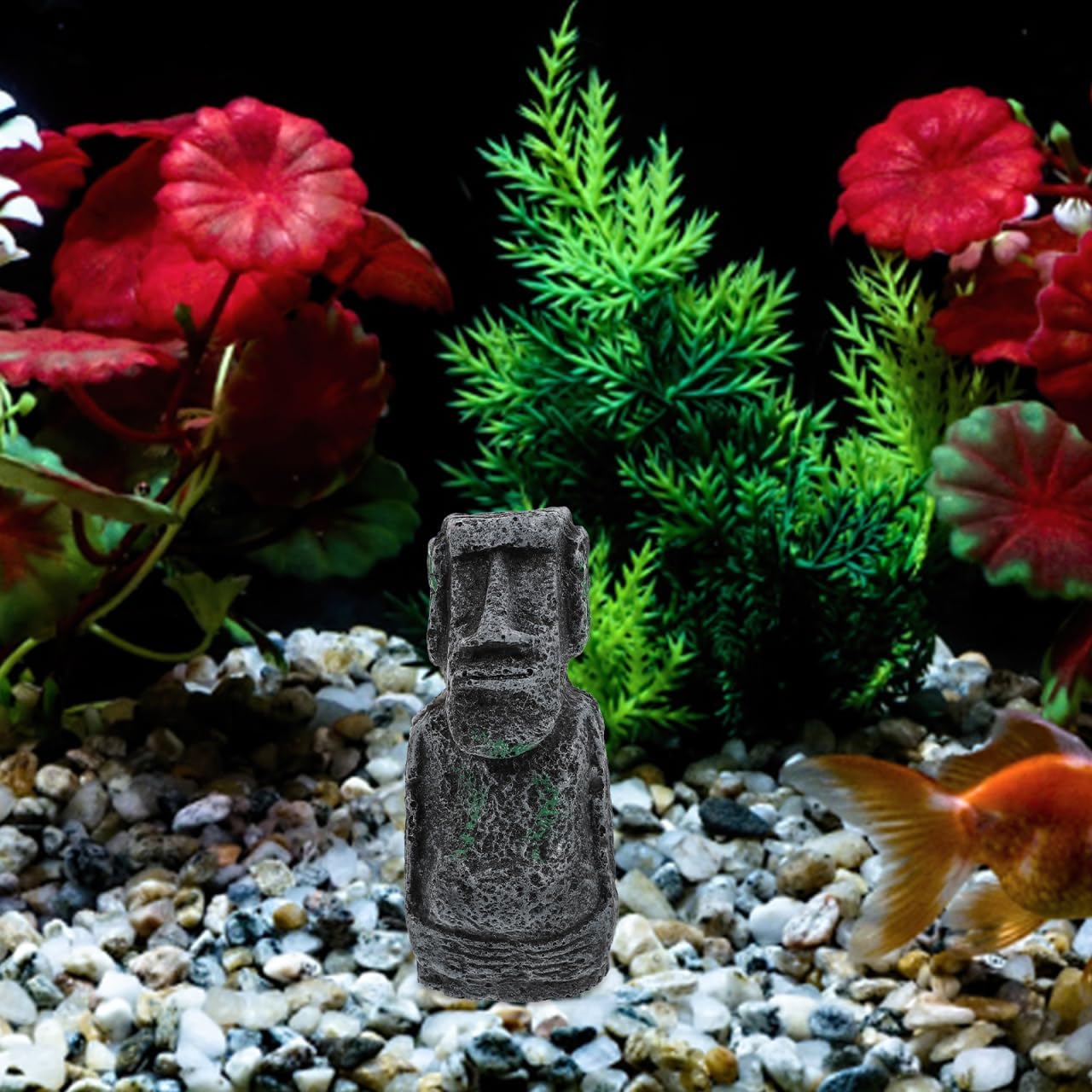 Amosfun Antique Moai Portrait Fish Tank Decor Resin Moai Statue Aquarium Equipment Landscaping Easter Day Decoration 5.07 Inch