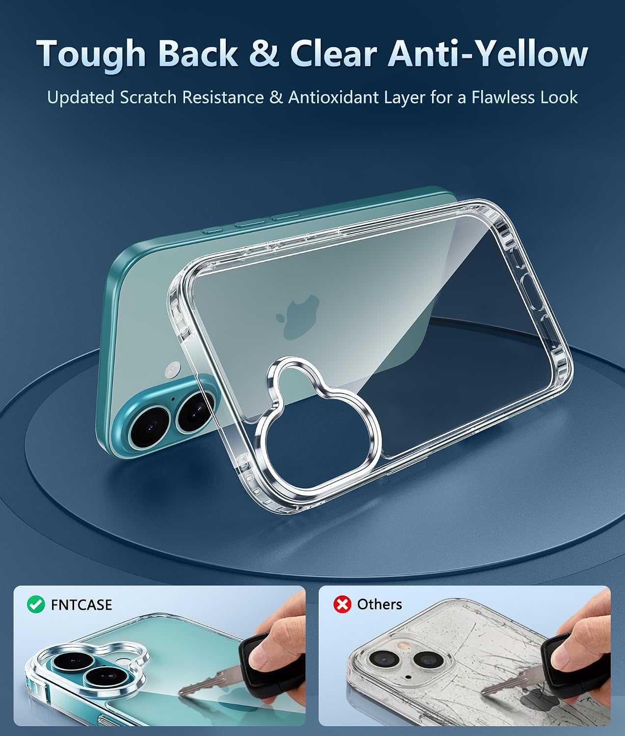 FNTCASE for iPhone 16 Plus Case: Clear Phone Cases Compatible with Magsafe Slim Anti Yellowing Military Grade Drop Protection Rugged Shockproof Protective Transparent Cell Cover (D-Transparent)