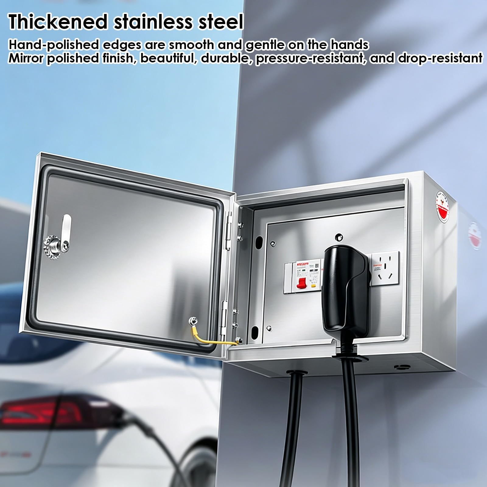 Caja Estanca Exterior Electrica, Caja de Conexiones Impermeable, Caja de Protección para Tomacorrientes, Armario Electrico con Cerradura de Combinación