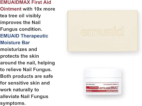 Miniatura 2 de emuaid EMUAIDMAX Kit de viaje para eliminar hongos en las uñas, EMUAIDMAX máxima fuerza de 0.5 onzas con barra de humedad terapéutica también es