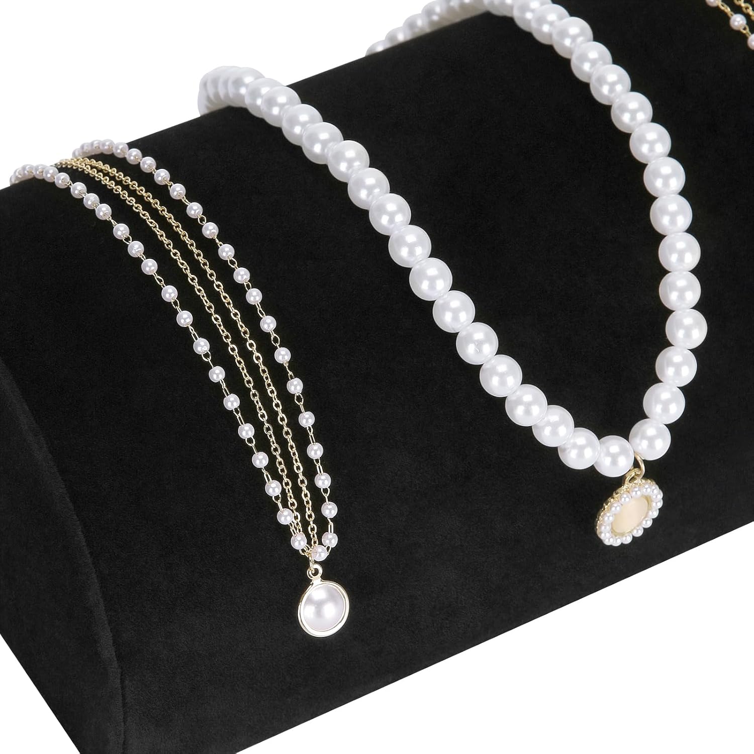 Velvet Half Moon Bracelet Display Stand, Pillow-Shaped Jewelry Bracelet Necklaces Pendant Chain Watch Holder Case for Women, Jewelry Organizer Storage Rack for Home Selling Show (Black) - Image 4