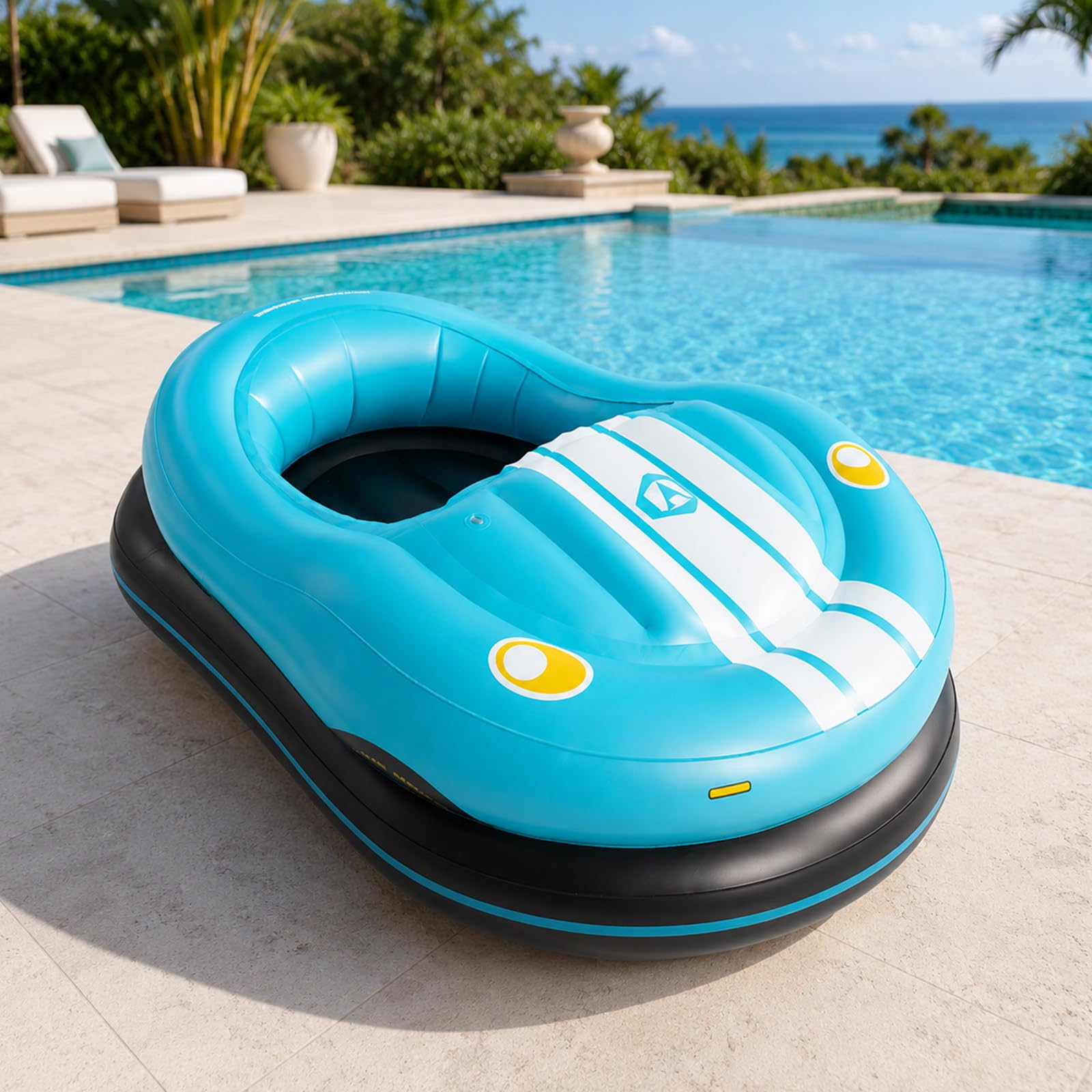 Lilishangmao Blue Electric Pool Float, Inflatable Motorized Pool Lounger For Adults With 46W Thruster, 360° Joystick Steering, 2 Batteries, 265 Lb Capacity For Resorts And Calm Lakes