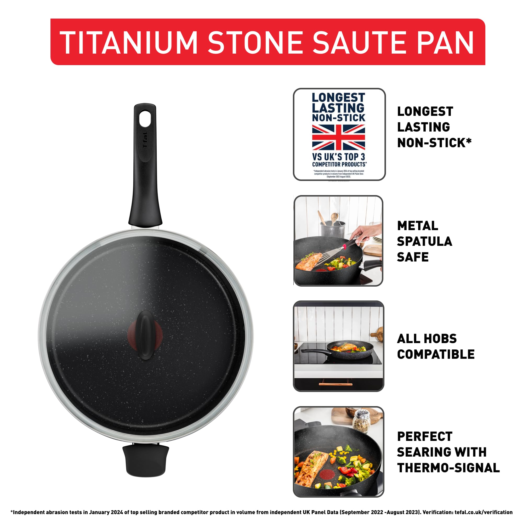 TEFAL AROMA NOIR E2153334 - Sauteuse 26 cm en fonte d'aluminium couvercle en verre- Tous feux dont INDUCTION - Maison TEFAL AROMA NOIR E2153334 - Sauteuse 26 cm en fonte d'aluminium couvercle en verre- Tous feux dont INDUCTION - Maison