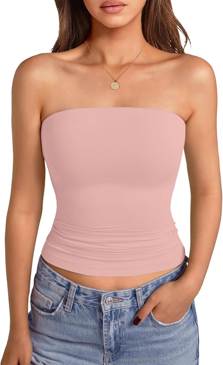 GKBK Womens Strapless Crop Top with Built in Bra and Tube Tank Top Cute Y2K Summer Fashion