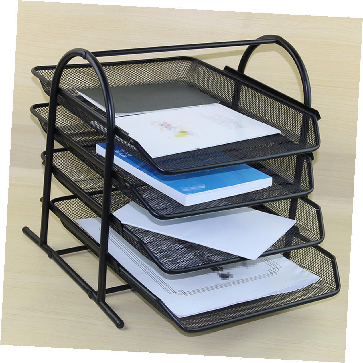 UKCOCO Organizador de Escritorio de Malla Metálica Negra para Archivos y Documentos Soporte de Carpeta para Oficina y Hogar Material Duradero para Oficina y Papelería