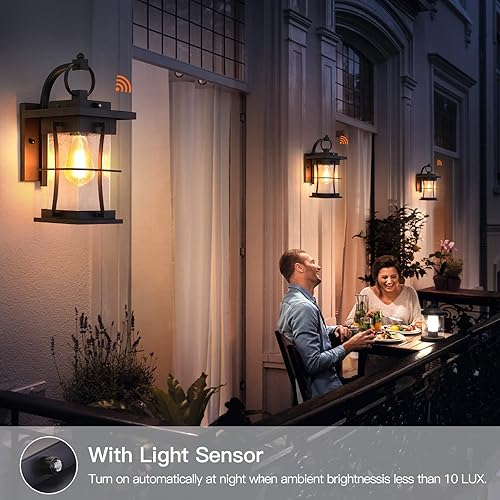 Miniatura 6 de Luz de pared para exteriores del atardecer al amanecer, sensor de luces de porche para exteriores, aplique de pared para exteriores, antioxidante,