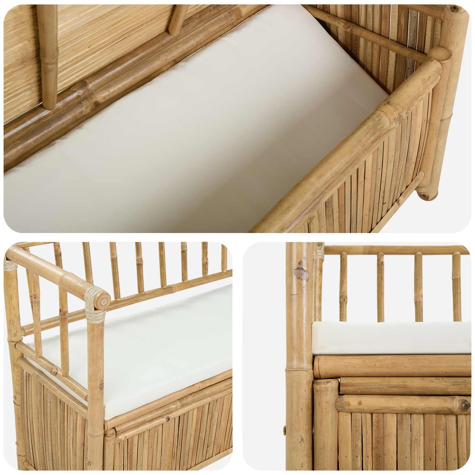 Szafka ogrodowa Ławka 110 x 47 x 80 cm Bambus naturalny prostokątny