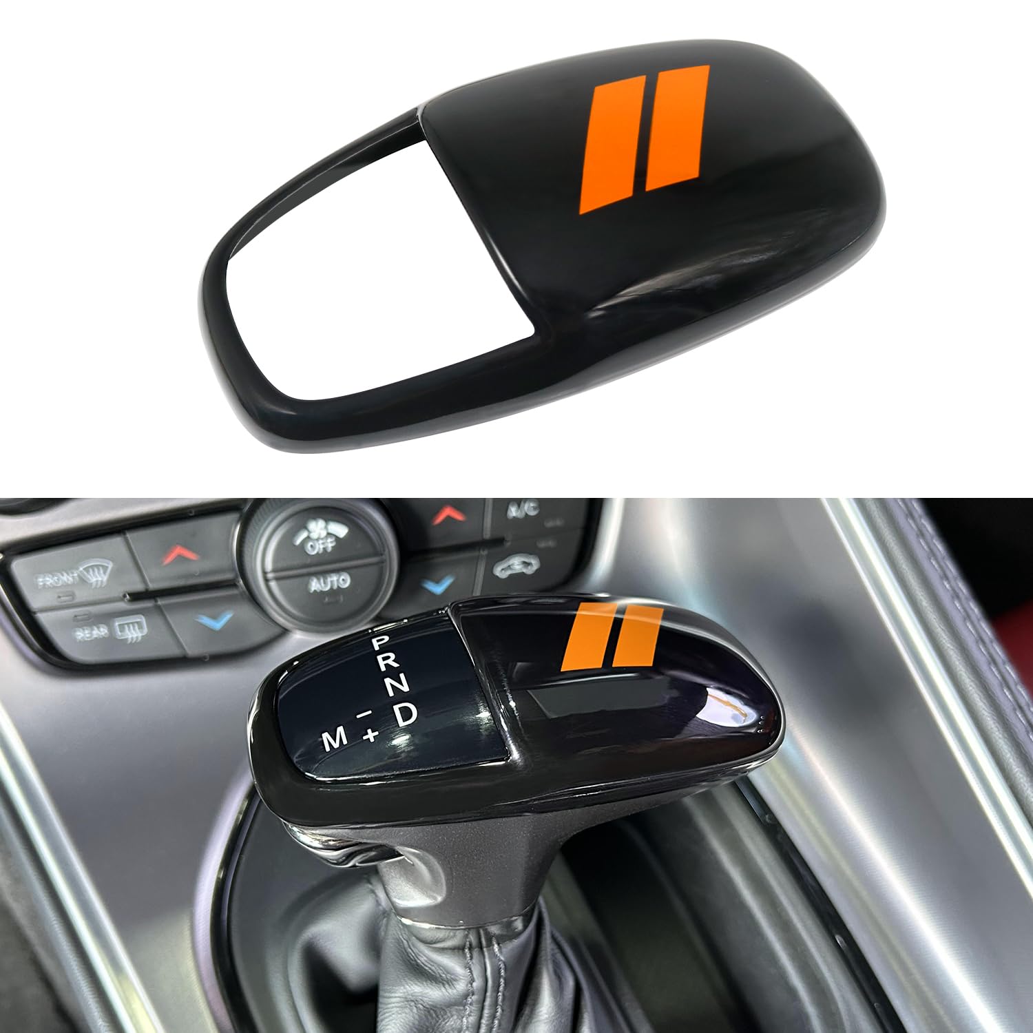 Gear Shift Knob Head Cover for Dodge Charger Accessories 2015-2023 Challenger 2015-2024 Durango 2016-2026 ABS Interior Shell Insert Decoration Protector (Orange Trim)
