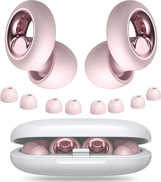 Ear Plugs for Sleeping Noise Cancelling, Soft Ear Plugs for Sleeping, 45dB Reusable for Noise Reduction with 8 Ear Tips, Silicone Hearing Protection Earplugs for Concert, Work (Pink)