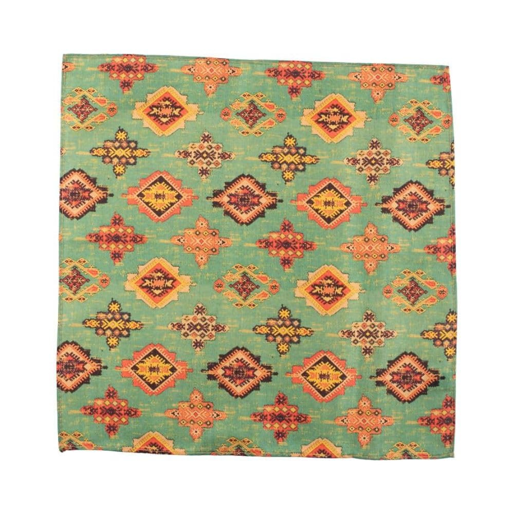 The Tie HubMulti Geo Green Microfiber Pocket Square For Men