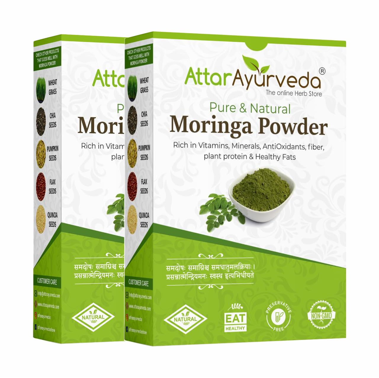 Attar Ayurveda Pure Moringa Leaf Powder for Weight Loss -400 Grams