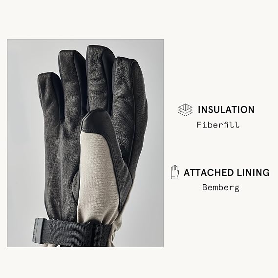 Hestra Unisex CZone Mountain 5-Finger Glove, Waterproof, Windproof Leather Alpine Ski Glove for Men & Women