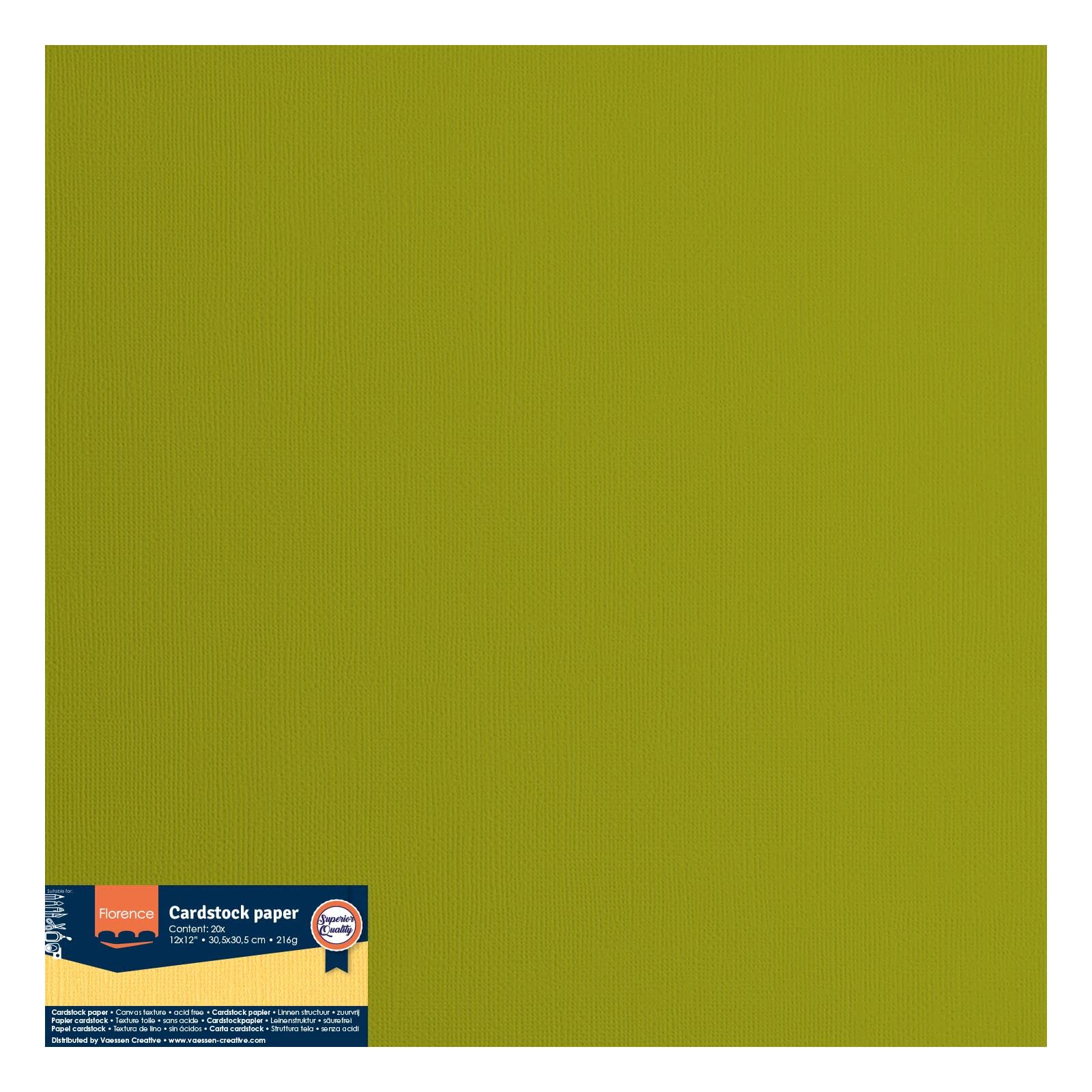 Papier Cartonné Vert Texture Rugueuse - 24 Feuilles 30.5x30.5cm - 216g/m² Scrapbooking