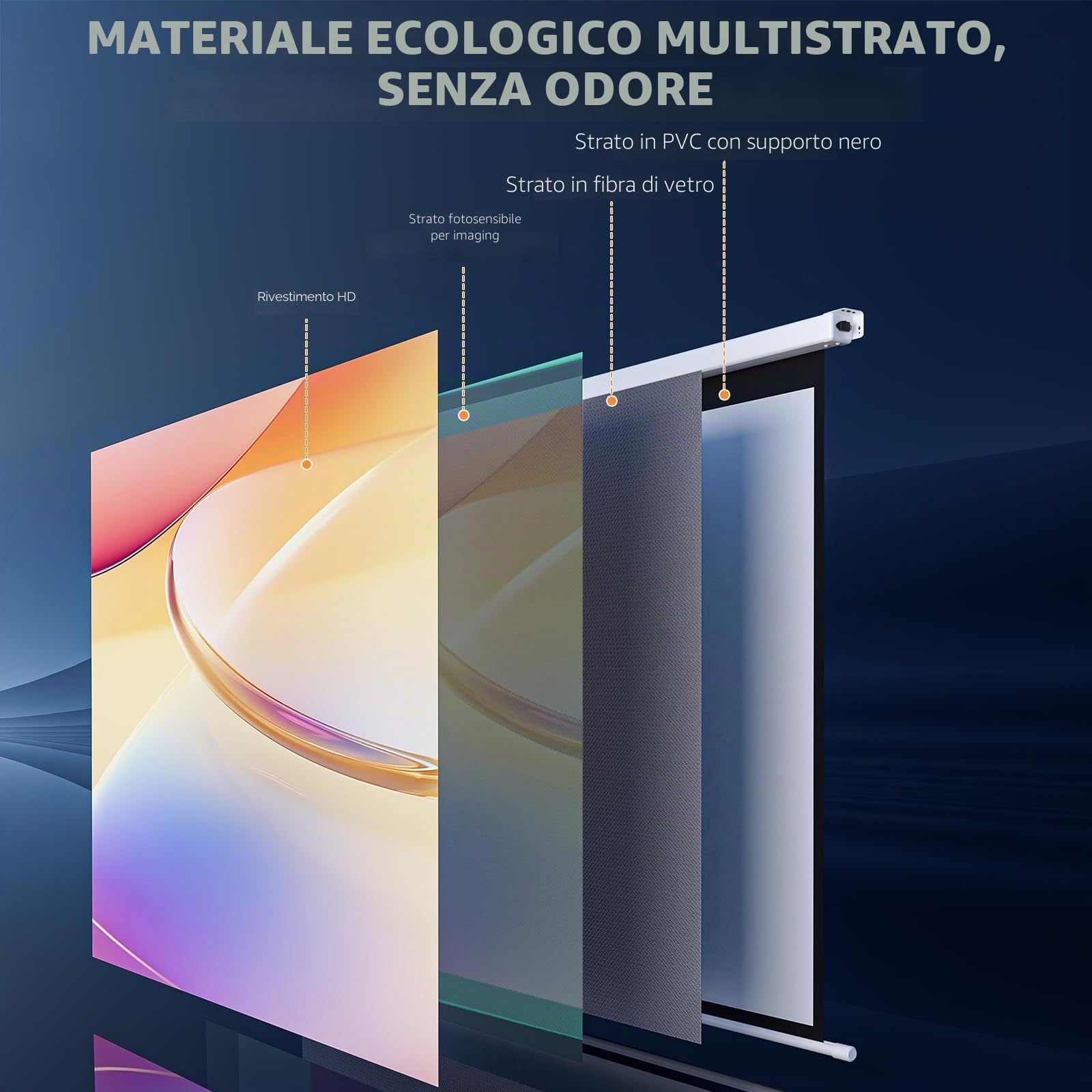WASJOYE 120 "Schermo Proiettore Motorizzato Diagonale Elettrico Proiezione Automatica 16: 9 Telo Videoproiettore HD 8K per il Gioco per Uffici di Cinema Home Theater Projector Screen W/telecomando