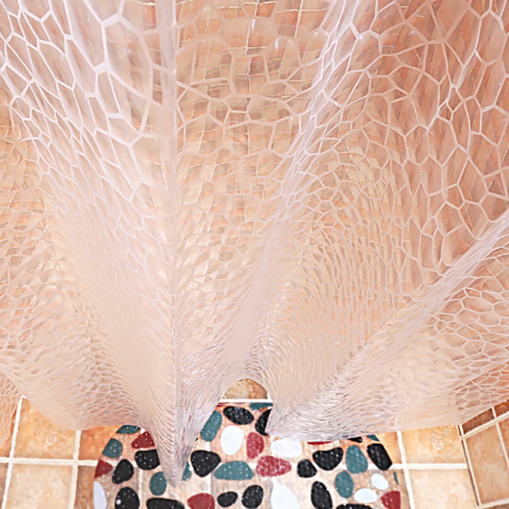 Rideau de douche géométrique, Rideau de douche tissu Rideau de douche Épais Imperméable Translucide Environnement Protection Rideaux de douche pour la maison-blanc W300xH200cm(118x79inch)