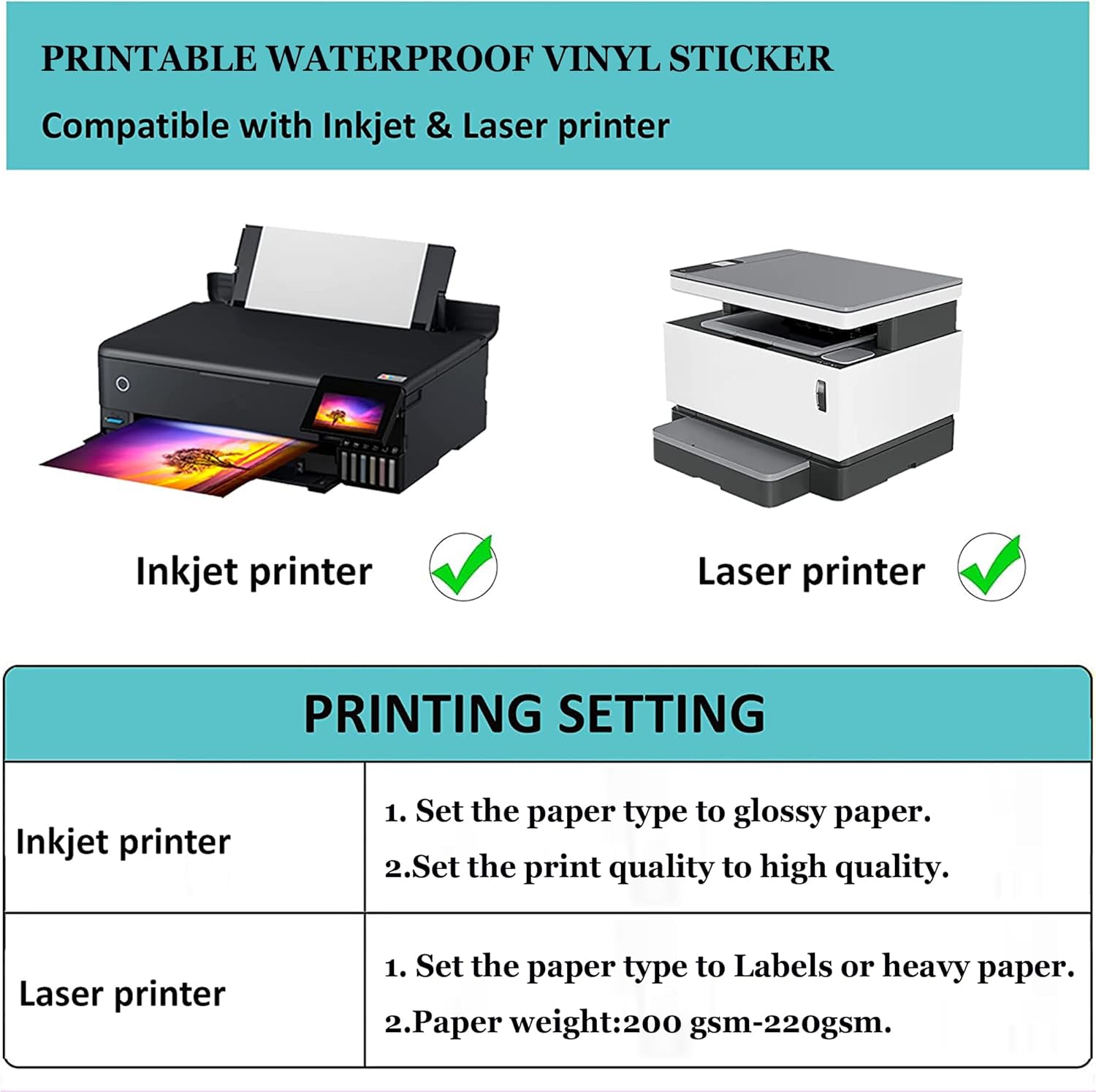 Glossy White Waterproof Sticker Shipping Labels, 4" x 5" 4 Up Vinyl Address Lalebs for Laser or Inkjet Printers, 20 Sheets 80 Total Permanent Adhesive Labels - Image 3