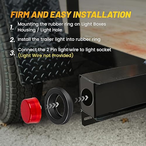 Miniatura 6 de Oyviny 5PCS Luces Marcadoras Laterales LED Redondas Rojas de 2 Pulgadas, Luces de Gálibo de Montaje Empotrado Impermeables de 2" para Camión Semi