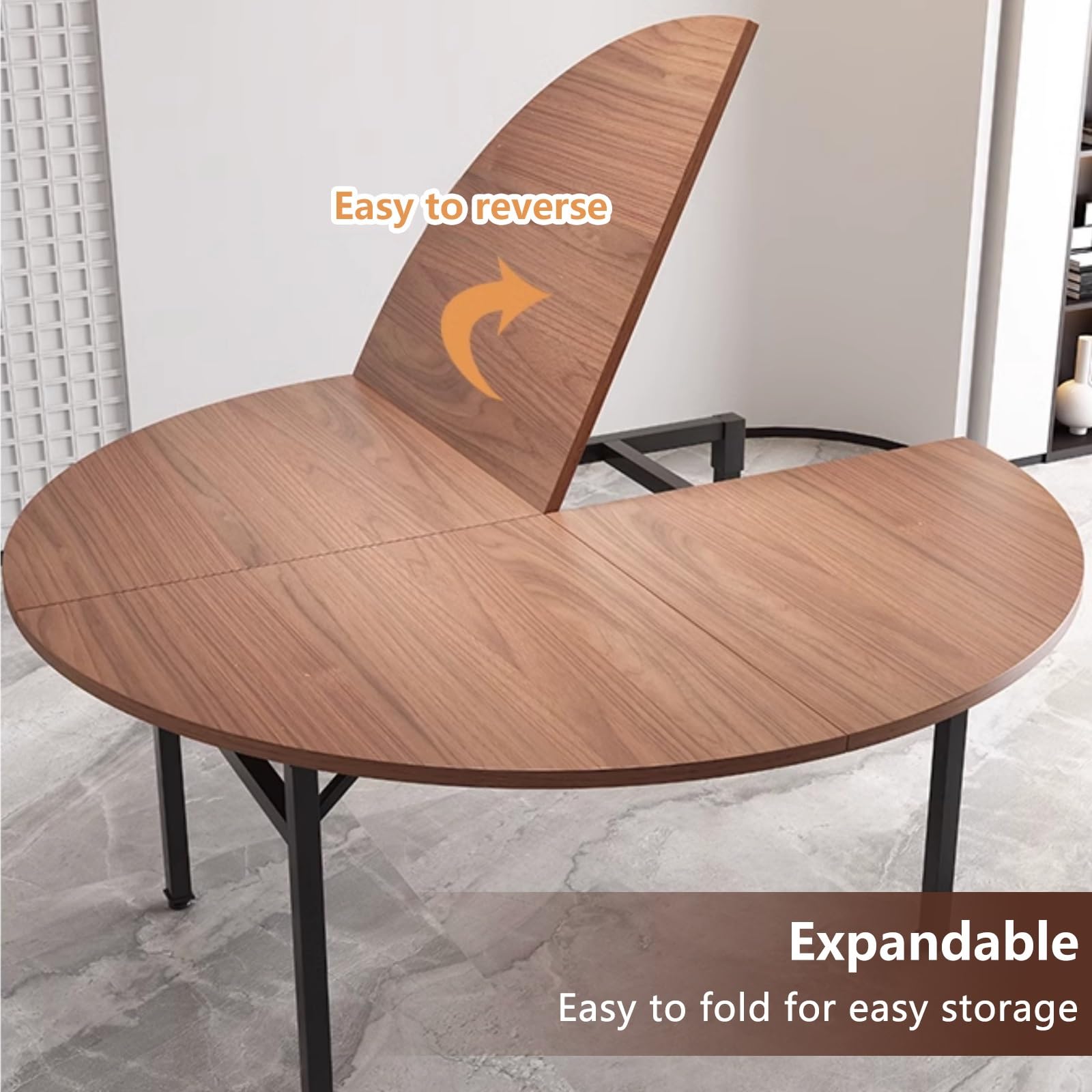 Tablero Redondo Madera Estructura Estable Plegable Y Fácil de Almacenar Tablero para Mesa Fuerte Capacidad de Carga Sin Patas Ahorra Espacio Adecuado para Reuniones Familiares(Marrón/Café,150