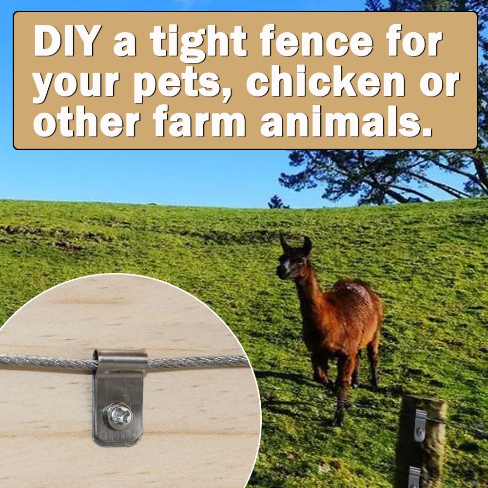 Abrazaderas de alambre para valla clips de alambre de acero inoxidable con tornillos abrazaderas de fijación para valla de agricultura abrazaderas para valla metalica valla de madera (300 Piezas)