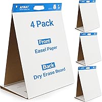 Vista 1 de 4-Pack Tabletop Sticky Easel Pad and Dry Erase Board 2 in 1, 20 x 23 inches, 20 Sheets/Pad, Portable Easel Stands for Teachers, Ideal for Training