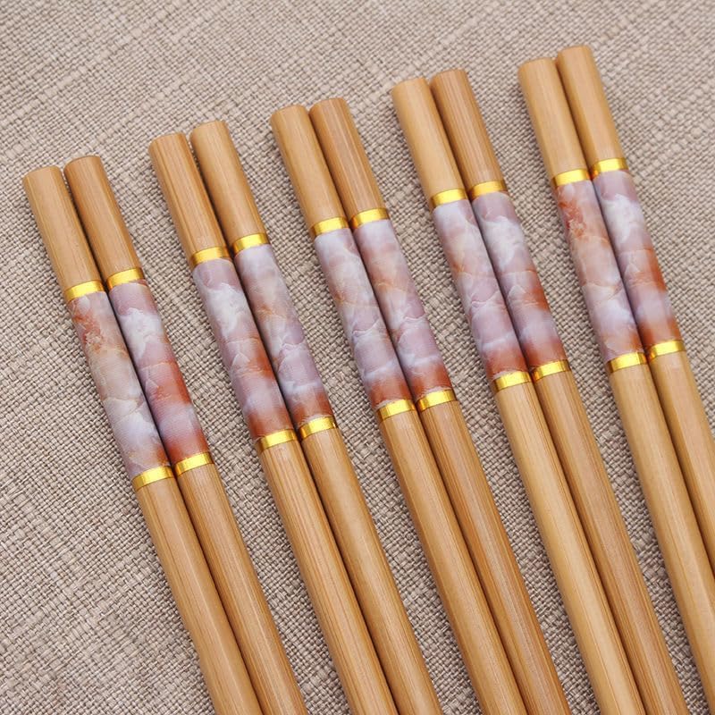 Miniatura 4 de Palillos reutilizables de bambú natural, juego de palillos antideslizantes para fideos de arroz de sushi, vajilla china japonesa apta para
