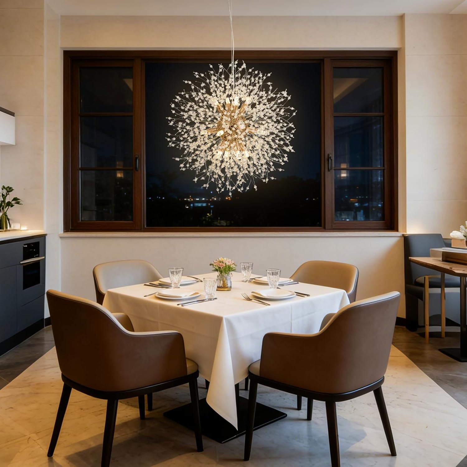 12-Light Plug in Crystal Chandeliers Semi Flush Mount Ceiling Light Modern Lighting Fixture for Foyer Entryway Bedroom Hallway Kitchen Bar Dining Room | Bulbs Not Included | Gold