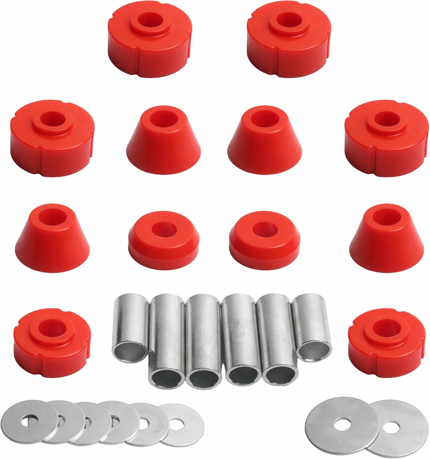 7-101 Body Mount Bushing Kit For Chevy C10/C15 1967-1972, GMC C1500/C2500,Direct Fit Replacement Replace Part Number 7-101 Polyurethane Cab Bushings(Red)