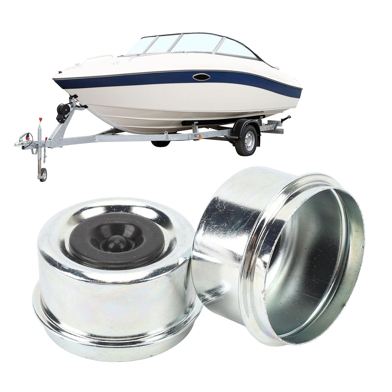 Trailer Axle Bearing Dust Grease Cover, Steel Alloy Trailer Axle Dust 2.44 inch, Trailer Axle Wheel Hub and Bearing Dust for OD 5,200-6,000lb Boat Trailer Wheel Hubs