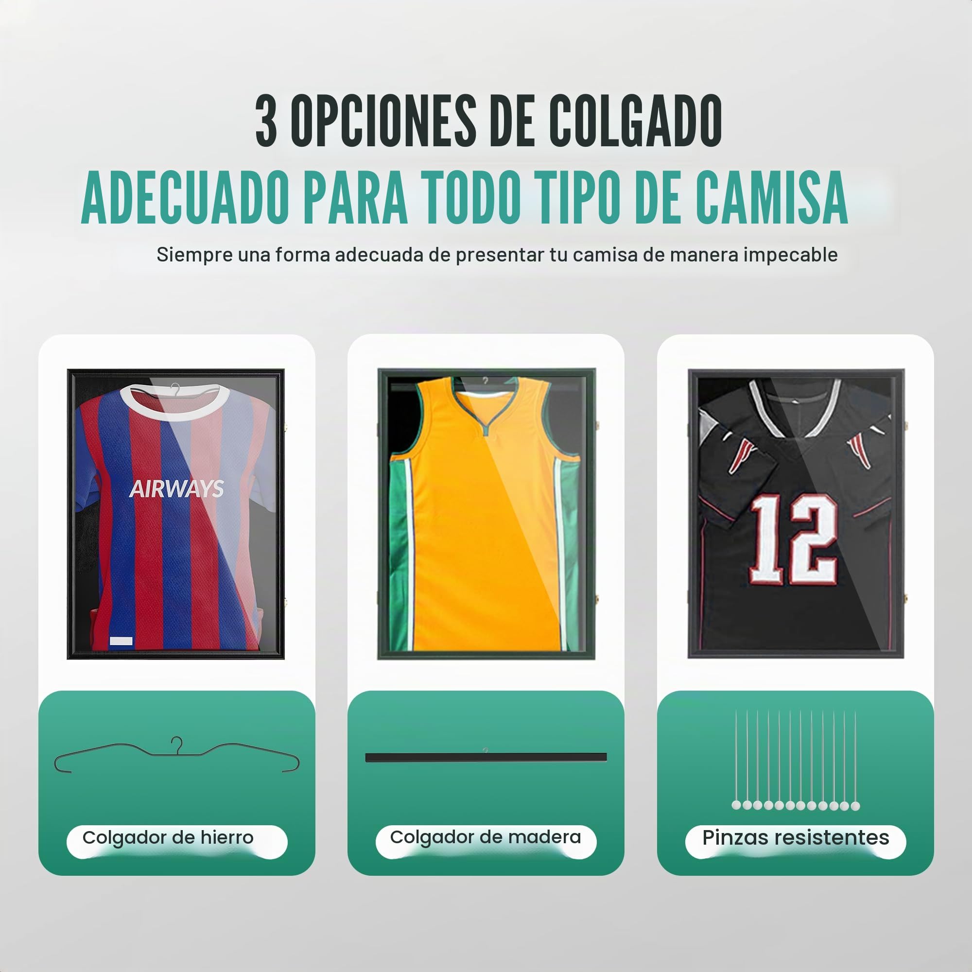 Avalo Marco intercambiable 80 x 60 cm Negro - Marco profundo de cuadro de fotos - adecuado para marcos de camisetas de fútbol - abatible