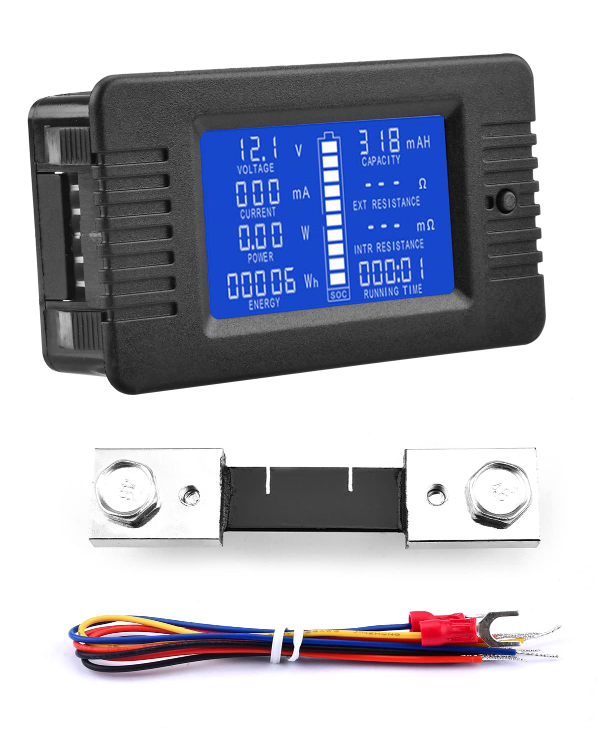 Diymore Medidor de Batería de DC,100A Voltímetro Amperímetro,Monitor de Energía 200V Multímetro Medidor SOC Amp Volt Watt
