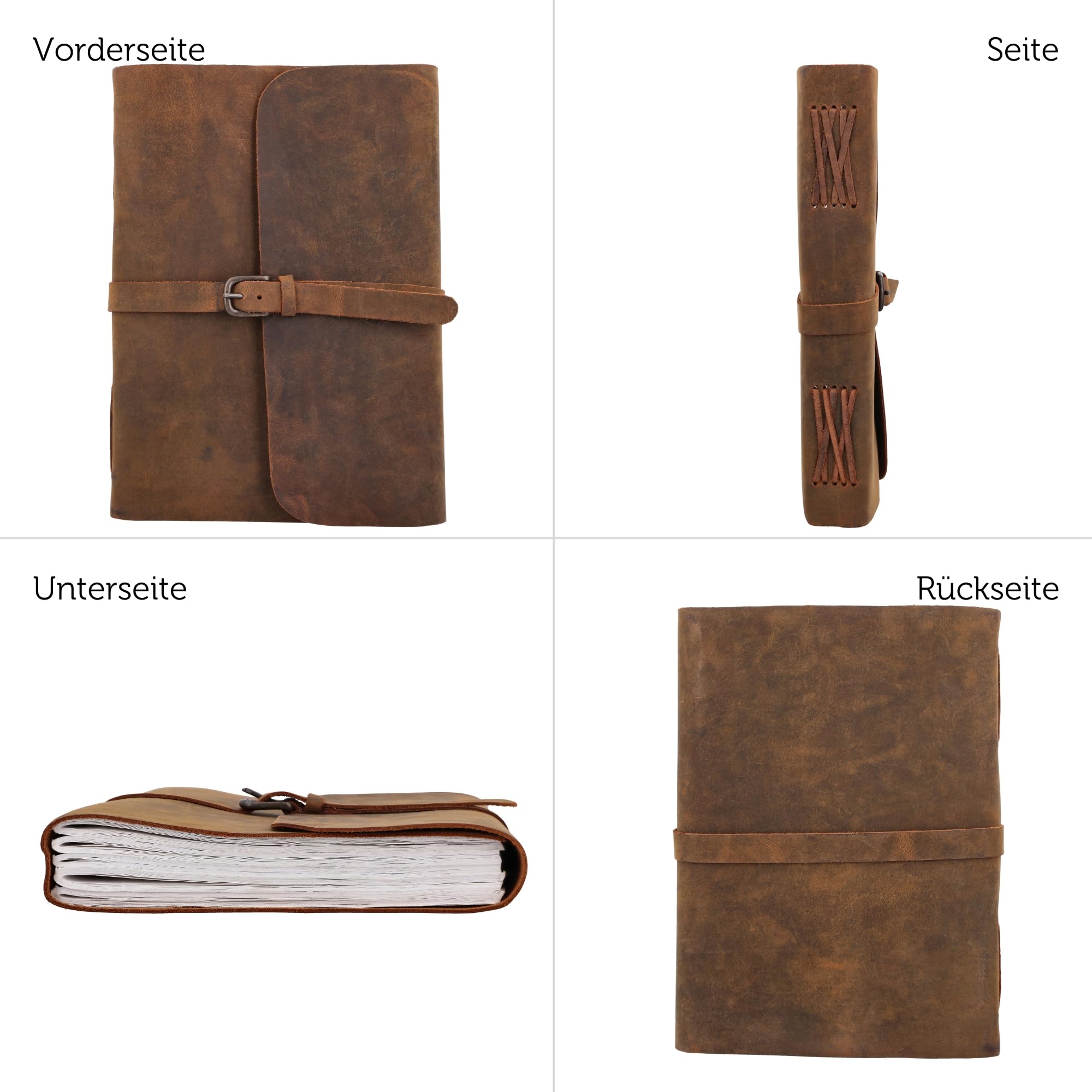 Gusti Notizbuch Leder - Tessy Notizbuch Tagebuch Vintage Braun Leder