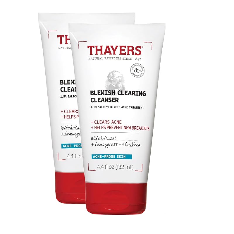 Limpador facial THAYERS com ácido salicílico 1,5%, sem álcool, Pacote com 2