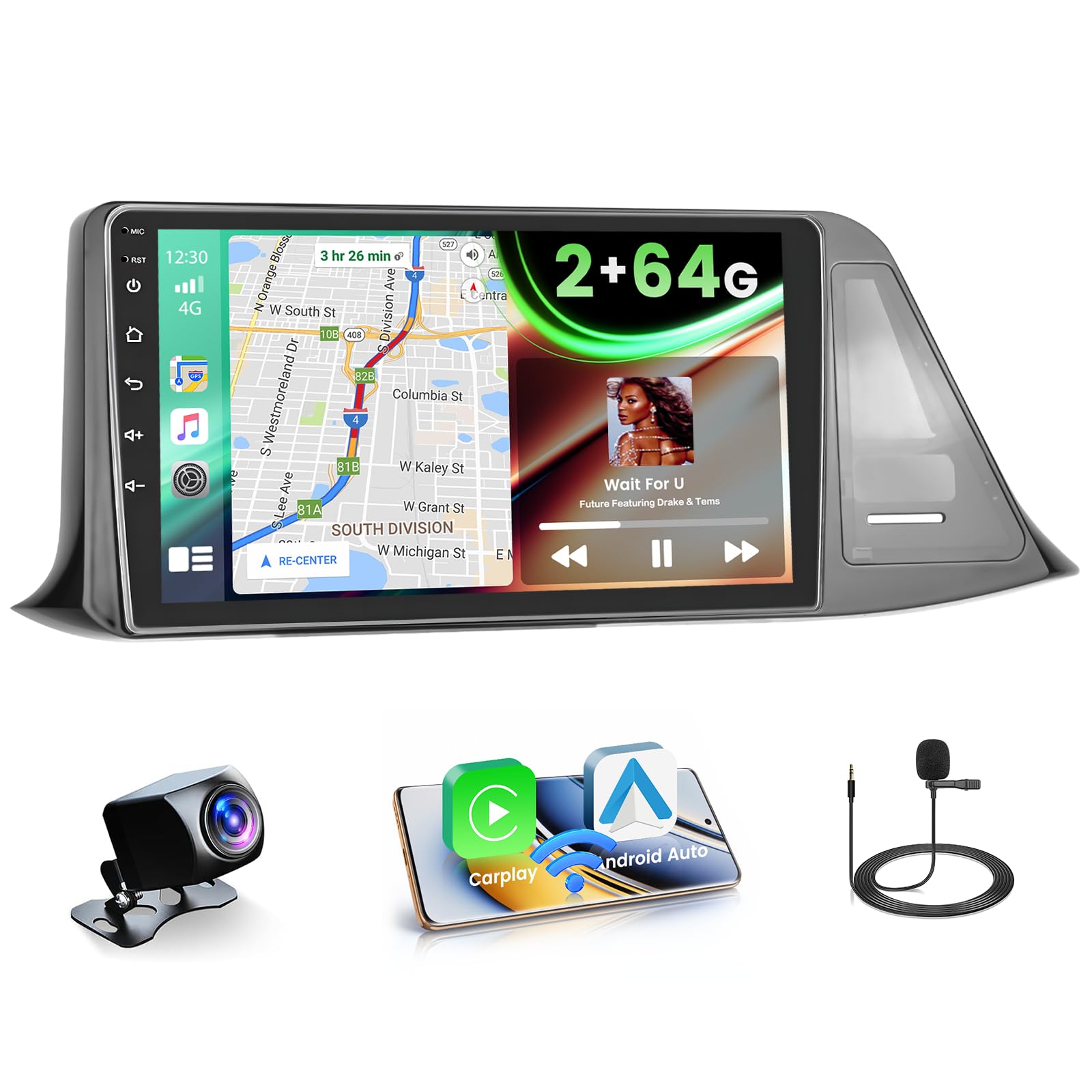 2+64GB Android 15 Car Radio for Toyota CHR 2016-2019 Wireless Carplay Android Auto, 9" Touch Screen Car Stereo GPS Navi, WiFi, Bluetooth, Backup