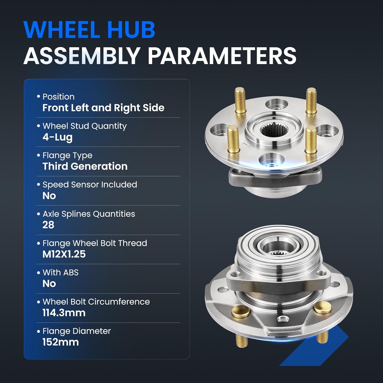 513098 Front Wheel Bearing and Hub Assembly Compatible with Acura CL 1998-1999 L4 2.3L GAS, Compatible with Honda Accord 1990-1997 L4 2.2L GAS, 4-Lug 2PCS